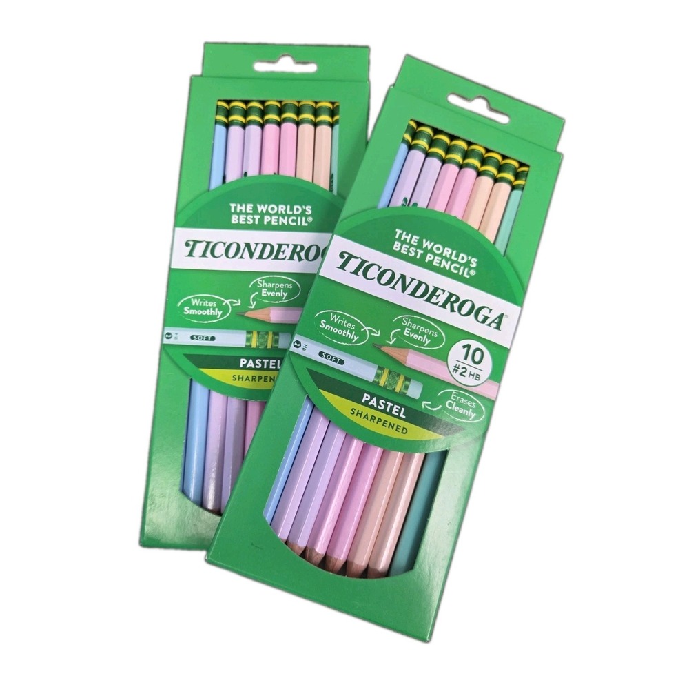 Ticonderoga Wooden Pastel Pencils Pre-Sharpened #2 HB 10 count Lot of 2 Packs